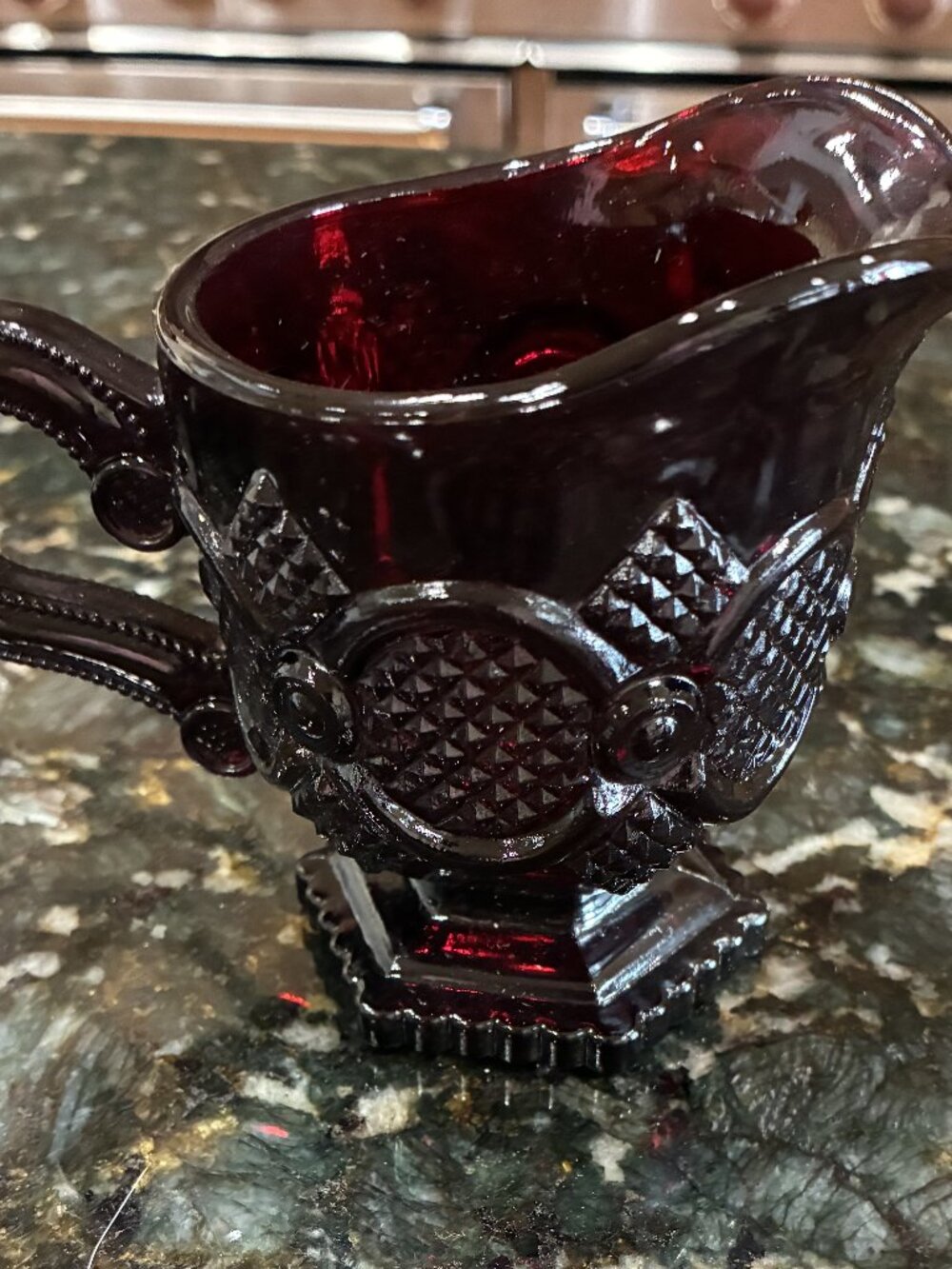Avon 1876 Cape Cod Collection Ruby Red Glass Creamer Very Collectible